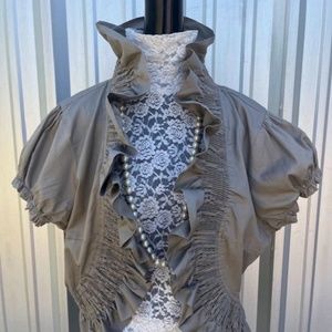 Women's "Last Kiss" Tan Ruffled Cotton Top / Jacket - Size 3X